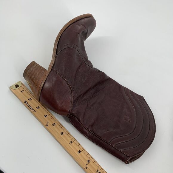 Vintage 1970s Dexter Leather Heeled Cowboy Boots 8.5 M Womens Dark Brown - Picture 7 of 9
